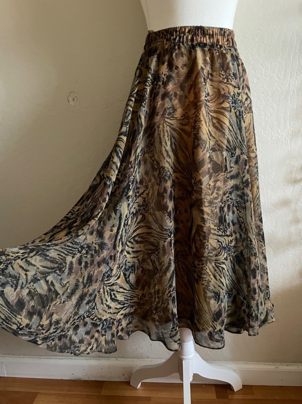 Animal print vintage chiffon circle skirt - Picture 7 of 14